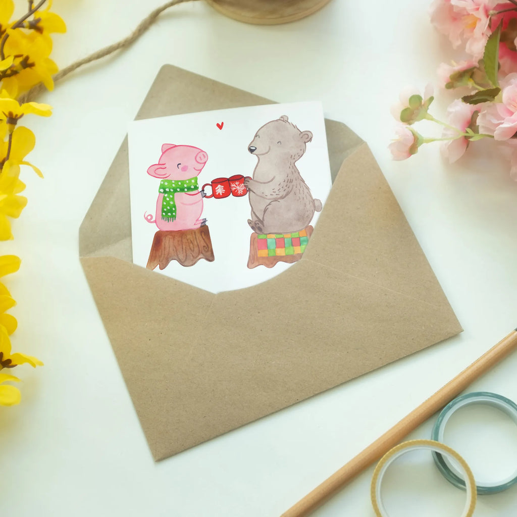 Greetings card Glowing Pig Bash wedding card, folding card, greeting card, birthday card, invitation card, Winter, Christmas, Christmas time, snow