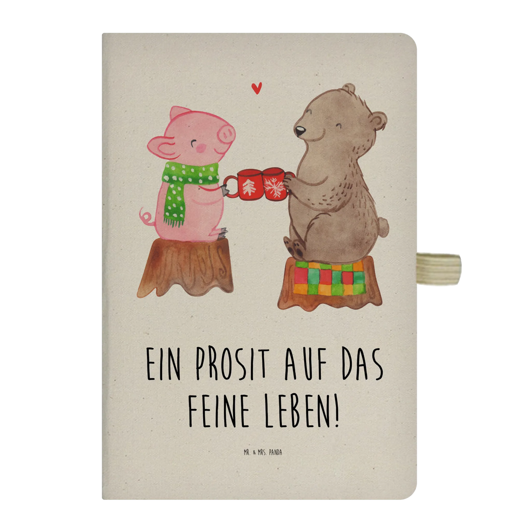 Cotton notebook Glowing Pig Bash notepad, diary, writing book, notebook, entry book, sketchbook, journal, address book, notes, Winter, Christmas, Christmas time, snow