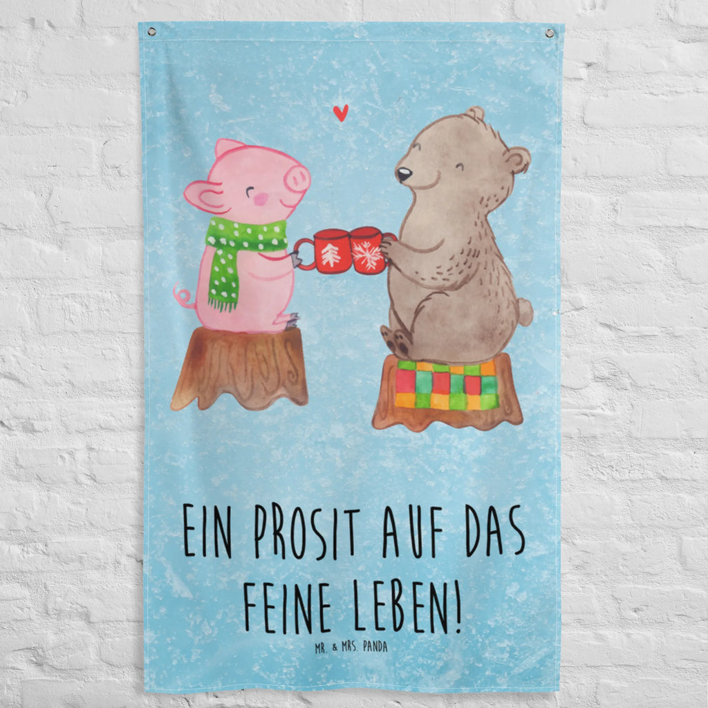 Tapestry Glowing Pig Bash Tapestry, Decoration, Wall hanging, Boho, Winter, Christmas, Christmas time, snow