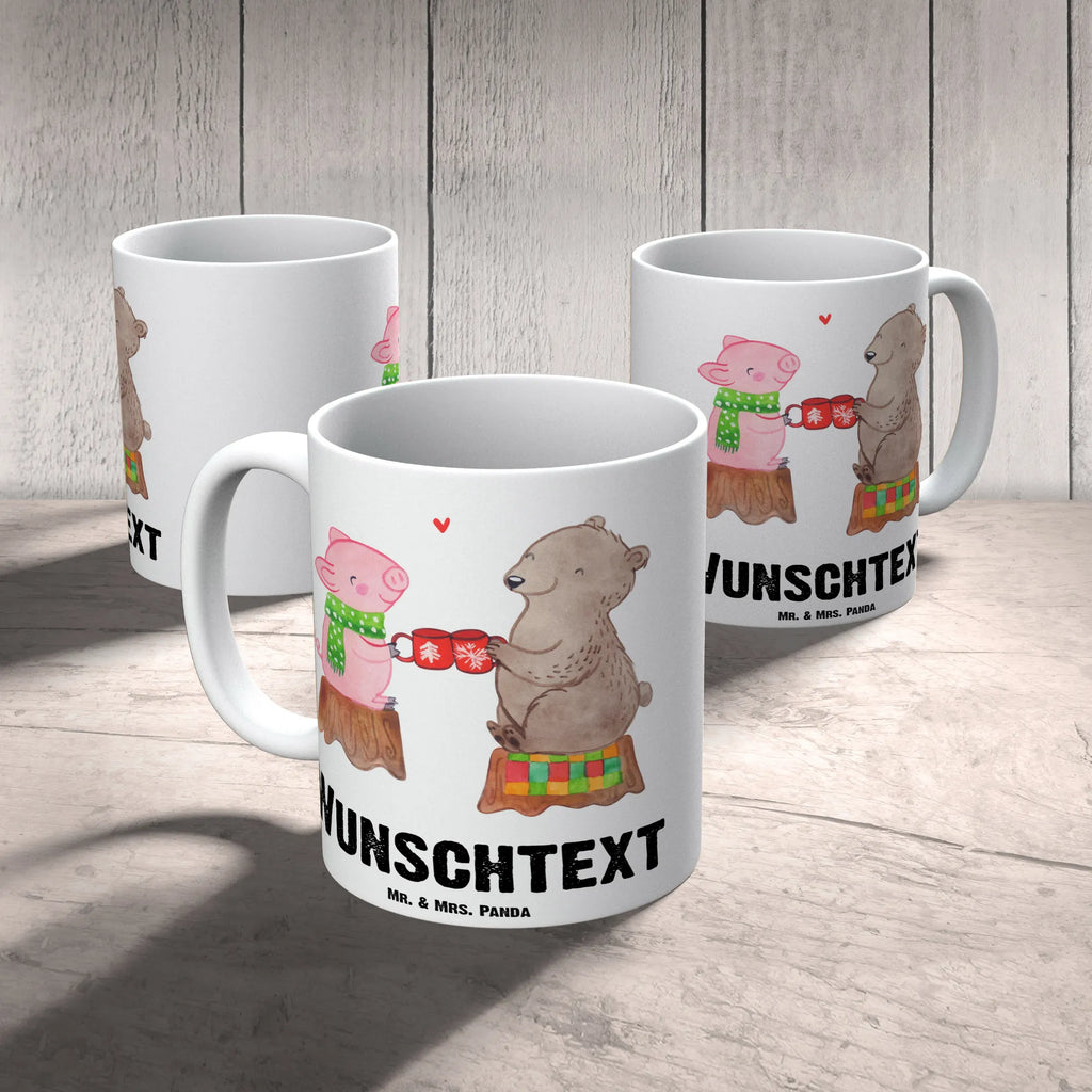 Personalised cup Glowing Pig Bash Winter, Christmas, Christmas time, snow