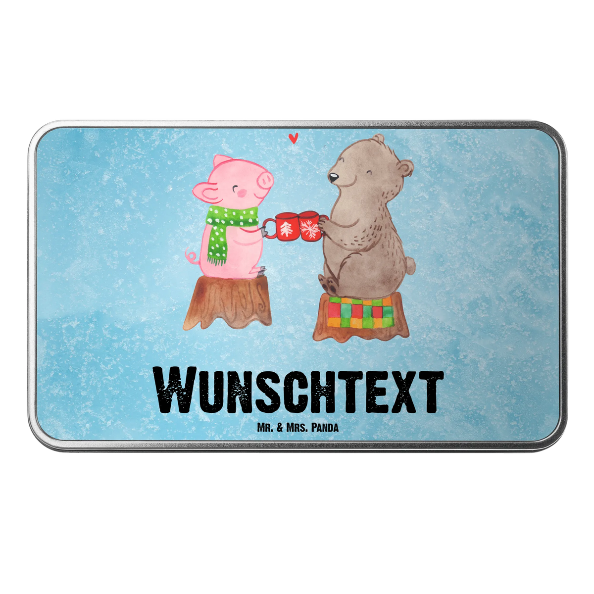 Personalised metal tin Glowing Pig Bash Winter, Christmas, Christmas time, snow