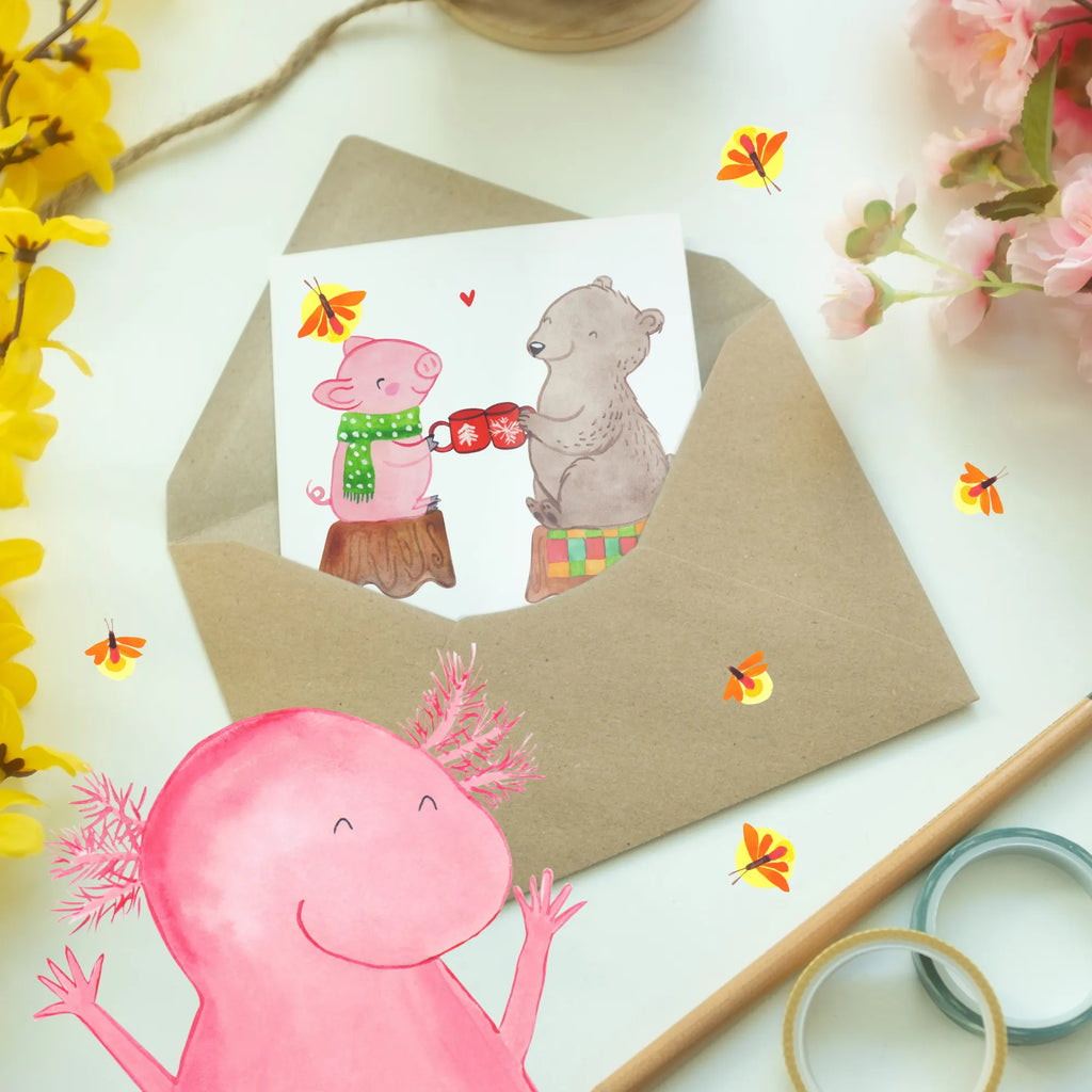 Spersonalizowana kartka z życzeniami Ciepły prosiaczek Impreza Zima, Boże Narodzenie, dekoracje świąteczne, Mikołaj, Adwent, Wigilia, zimowy motyw