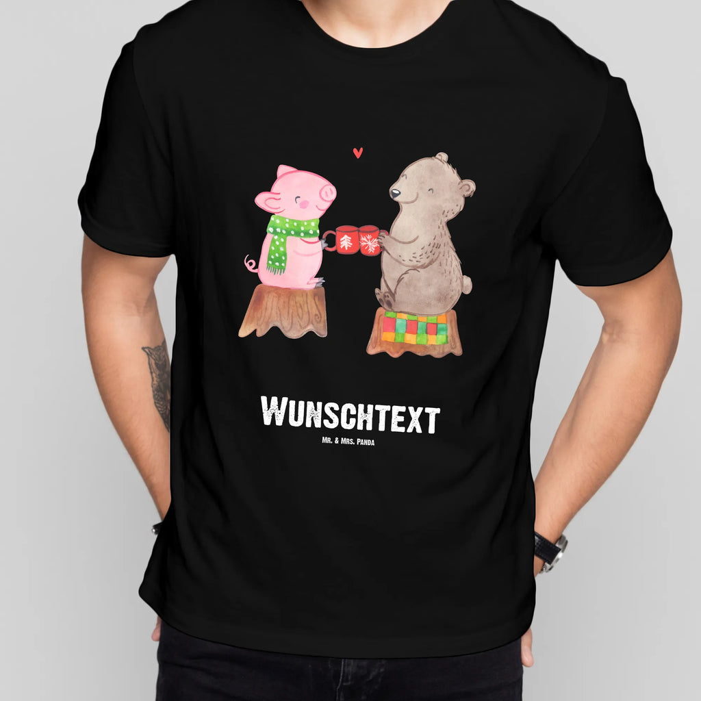 Personalised T-Shirt Glowing Pig Bash T-Shirt mit Aufruck, T-Shirt mit Namen, T-Shirt Personalisiert, Weihnachten, Winter, Weihnachtsdeko, Nikolaus, Advent, Heiligabend, Wintermotiv, Alles Gute, Bär, Weihnachtszeit, Prost, Schwein