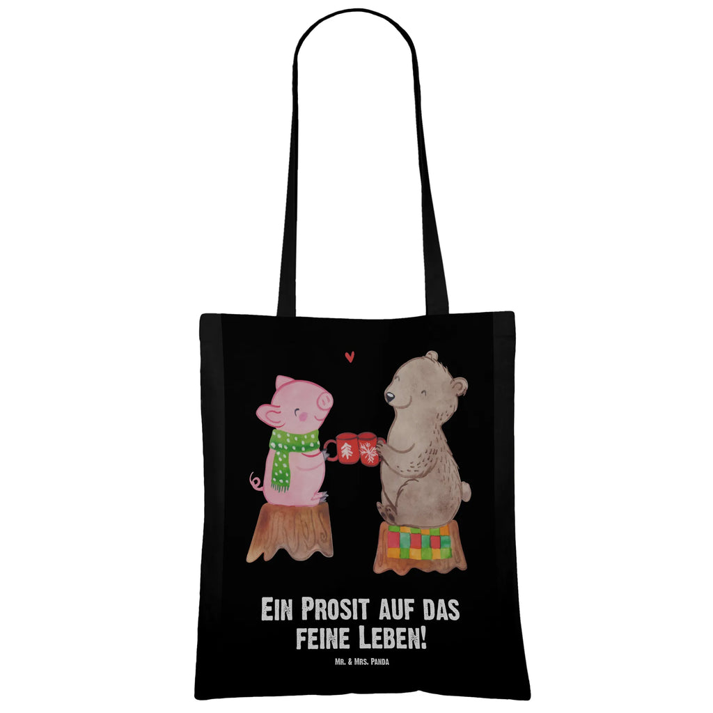 Tote bag Glowing Pig Bash cotton bag, shopping bag, shoulder bag, pouch, shopper, Carrier bag, bag, cloth bag, jute bag, Winter, Christmas, Christmas time, snow