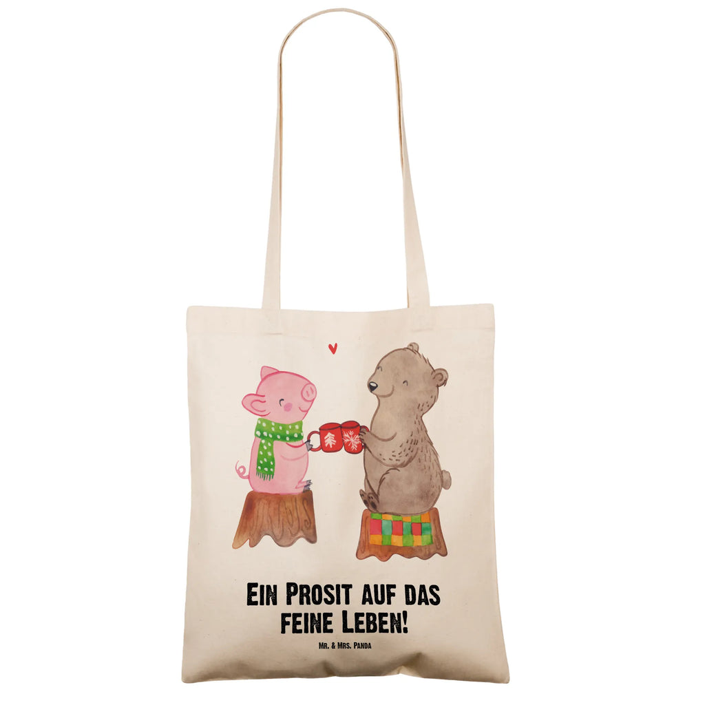 Tote bag Glowing Pig Bash cotton bag, shopping bag, shoulder bag, pouch, shopper, Carrier bag, bag, cloth bag, jute bag, Winter, Christmas, Christmas time, snow