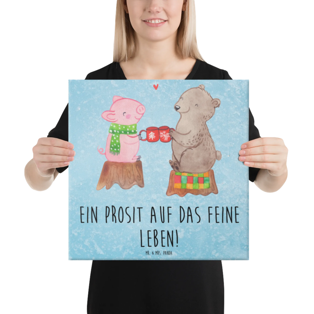 Canvas picture Glowing Pig Bash Bild, Leinwand, Dekoration, Wanddeko, Kunstdruck, Winter, Weihnachten, Weihnachtsdeko, Nikolaus, Advent, Heiligabend, Wintermotiv, Alles Gute, Prost, Bär, Schwein, Weihnachtszeit