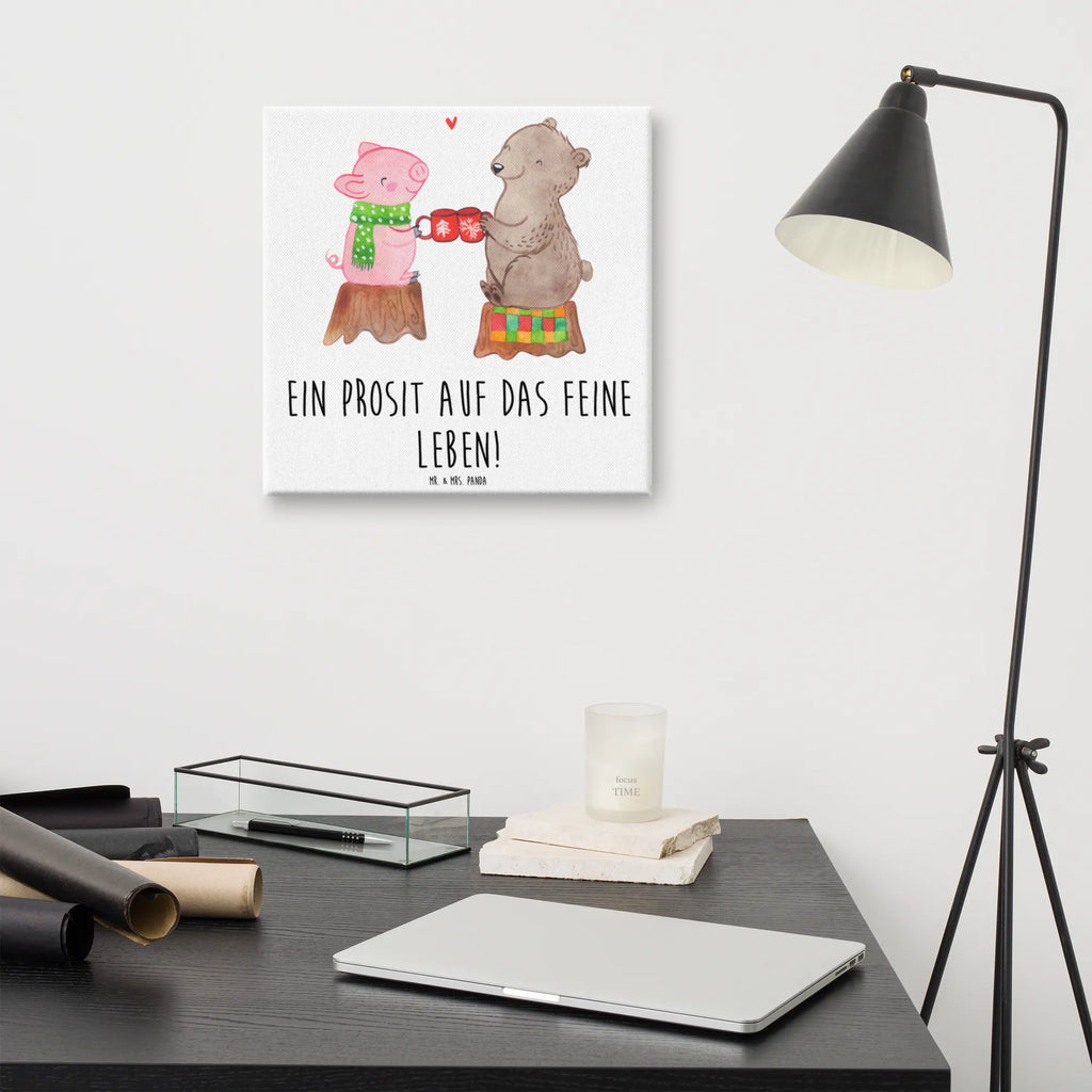 Canvas picture Glowing Pig Bash Bild, Leinwand, Dekoration, Wanddeko, Kunstdruck, Winter, Weihnachten, Weihnachtsdeko, Nikolaus, Advent, Heiligabend, Wintermotiv, Alles Gute, Prost, Bär, Schwein, Weihnachtszeit