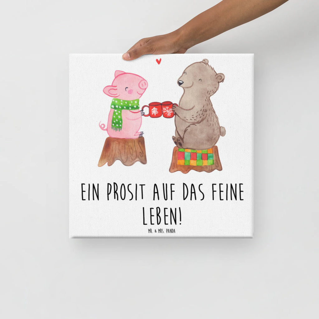 Canvas picture Glowing Pig Bash Bild, Leinwand, Dekoration, Wanddeko, Kunstdruck, Winter, Weihnachten, Weihnachtsdeko, Nikolaus, Advent, Heiligabend, Wintermotiv, Alles Gute, Prost, Bär, Schwein, Weihnachtszeit