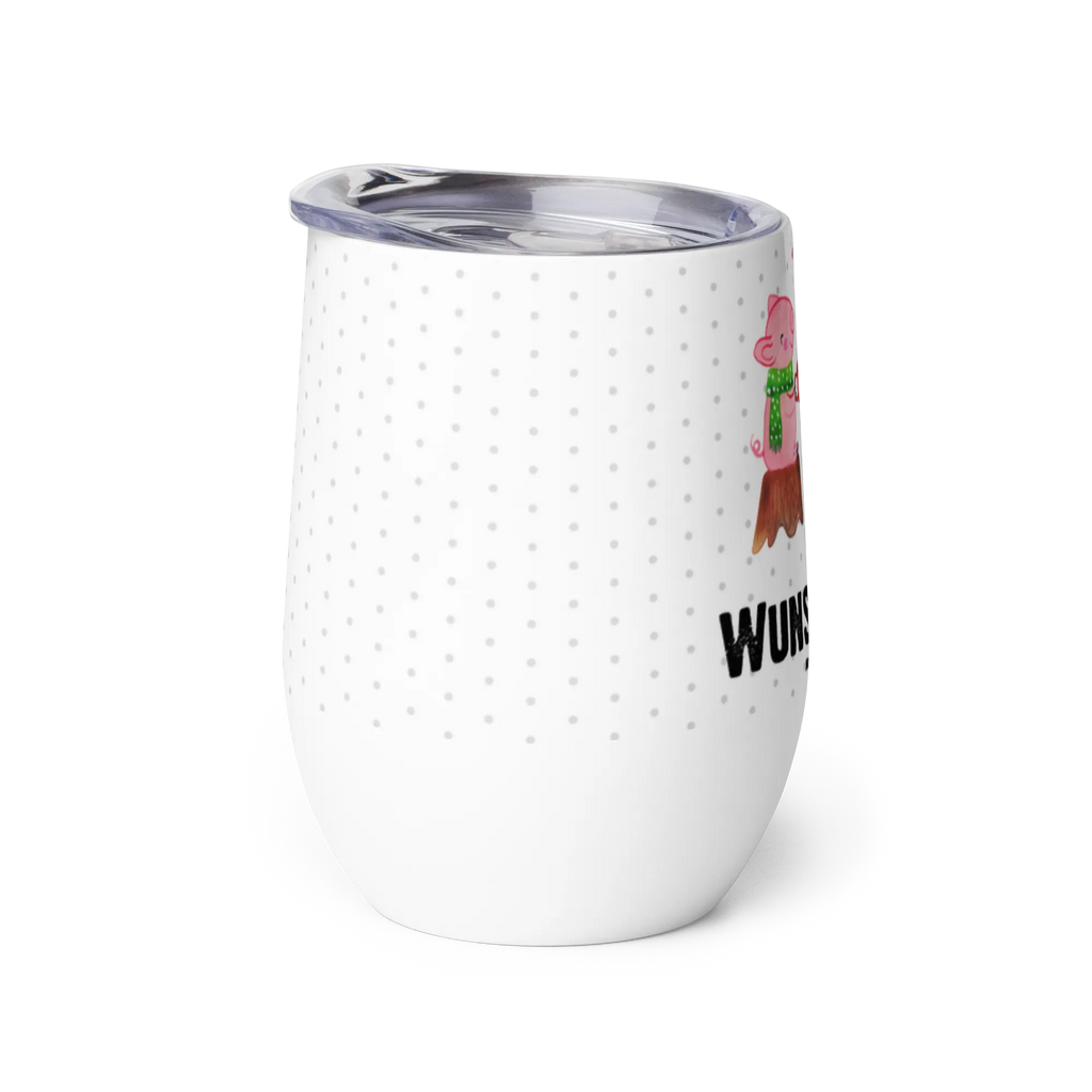 Spersonalizowany kubek do wina Ciepły prosiaczek Impreza Zima, Boże Narodzenie, dekoracje świąteczne, Mikołaj, Adwent, Wigilia, zimowy motyw