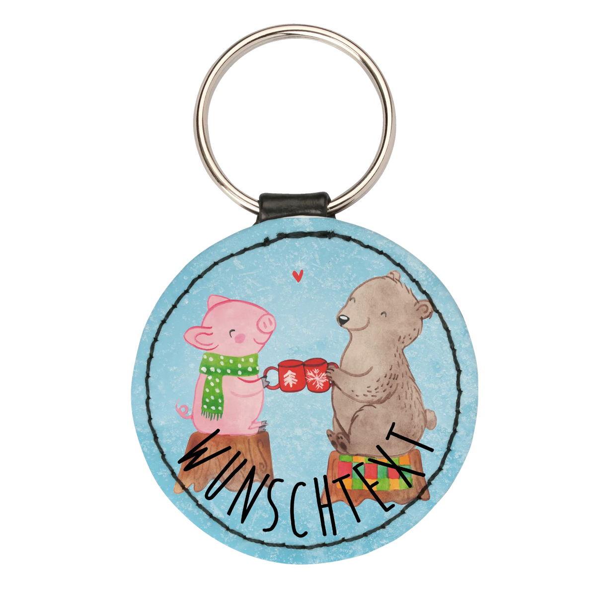 Personalised key ring Glowing Pig Bash Winter, Christmas, Christmas time, snow