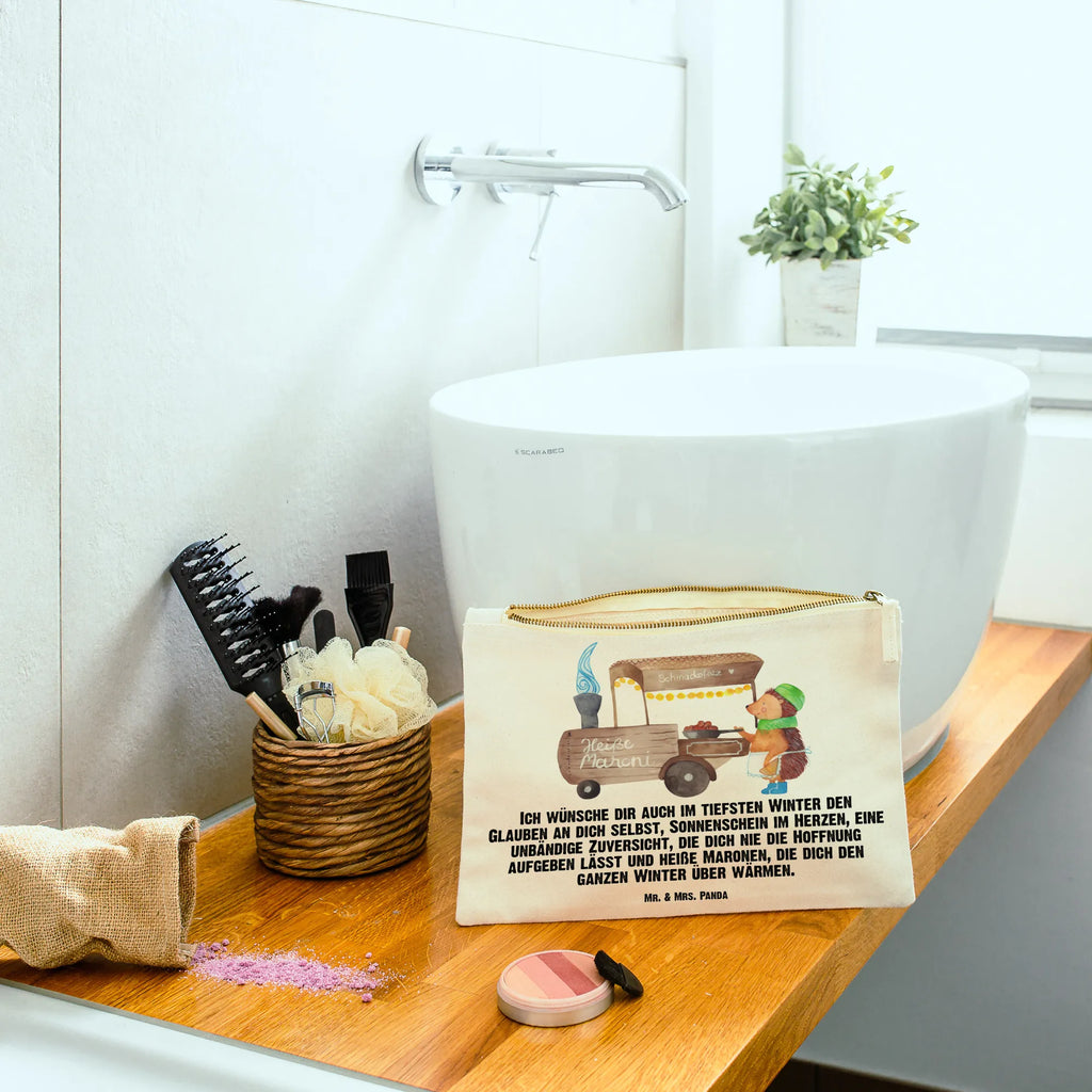 torebka na makijaż Jeż kasztany Zima, Boże Narodzenie, dekoracje świąteczne, Mikołaj, Adwent, Wigilia, zimowy motyw