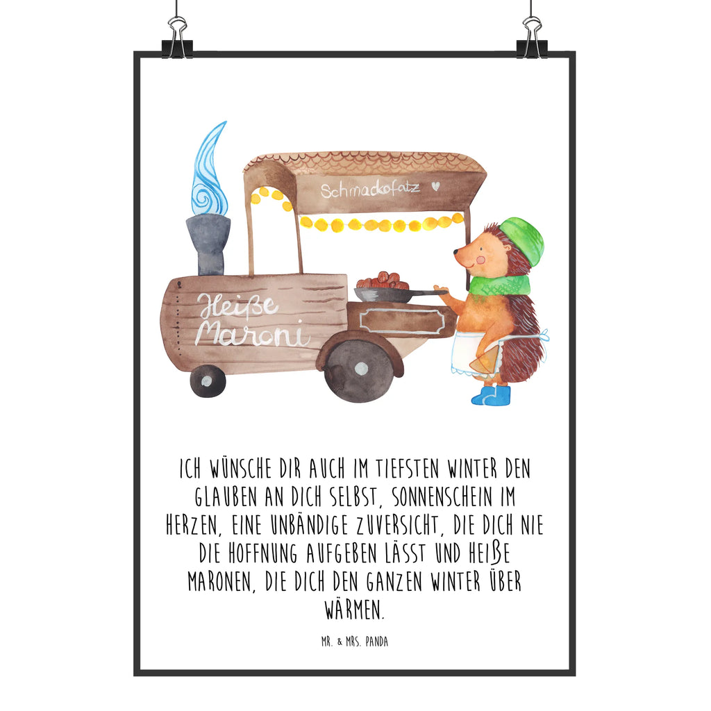 Poster Igel Maronen Raumdekoration, Kunstdruck, Küchenposter, Wanddeko, Designposter, Poster, Wanddeko Bild, Posterdruck, Handgemaltes Poster, Wanddekoration, Kinderposter, Wandposter, Bild, Mr. & Mrs. Panda Poster, Winter, Weihnachten, Weihnachtsdeko, Nikolaus, Advent, Heiligabend, Wintermotiv, Weihnachtsmarkt, Kastanien, Maronen, Duft