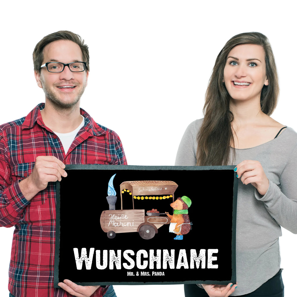 Personalized doormat hedgehog Chestnuts Winter, Christmas, Christmas time, snow