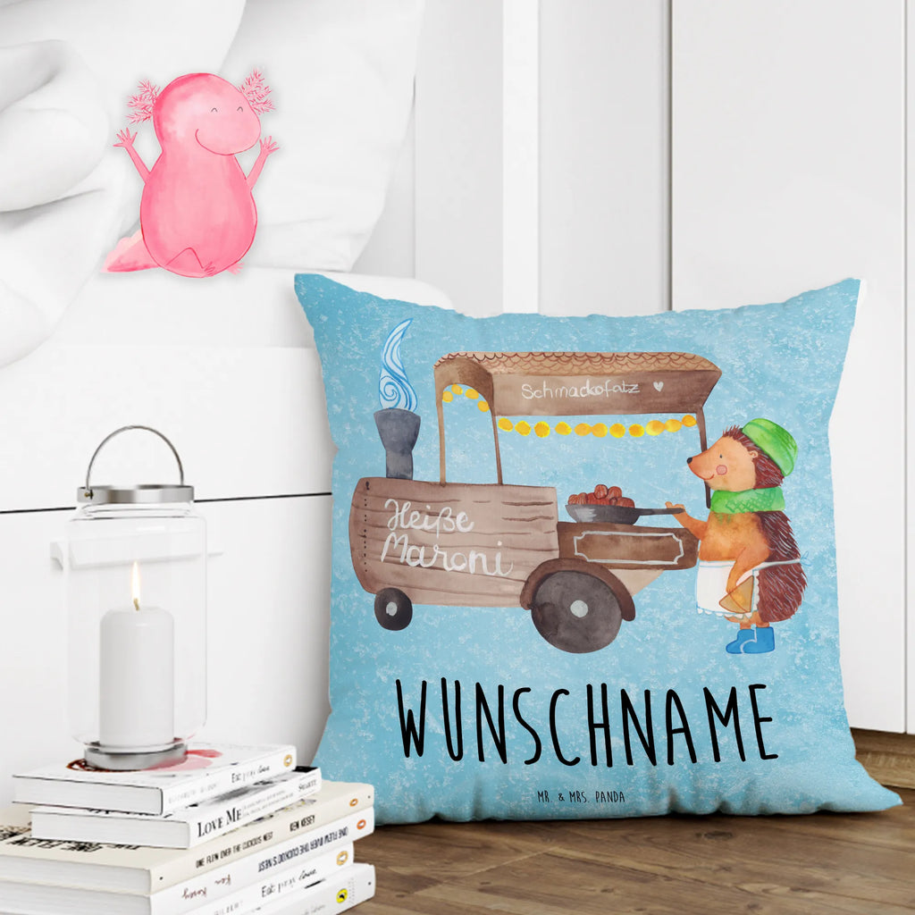 Personalised cushion hedgehog Chestnuts Winter, Christmas, Christmas time, snow