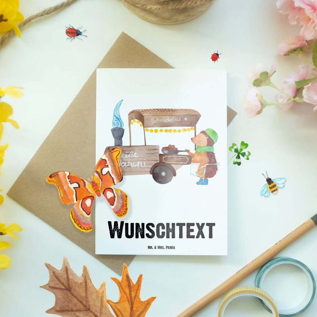 Spersonalizowana kartka z życzeniami Jeż kasztany Zima, Boże Narodzenie, dekoracje świąteczne, Mikołaj, Adwent, Wigilia, zimowy motyw