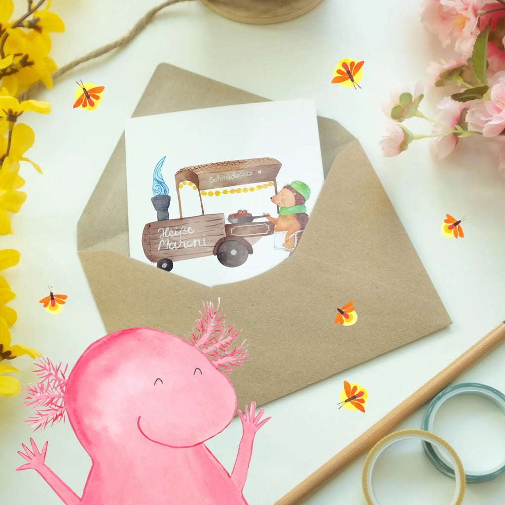 Spersonalizowana kartka z życzeniami Jeż kasztany Zima, Boże Narodzenie, dekoracje świąteczne, Mikołaj, Adwent, Wigilia, zimowy motyw