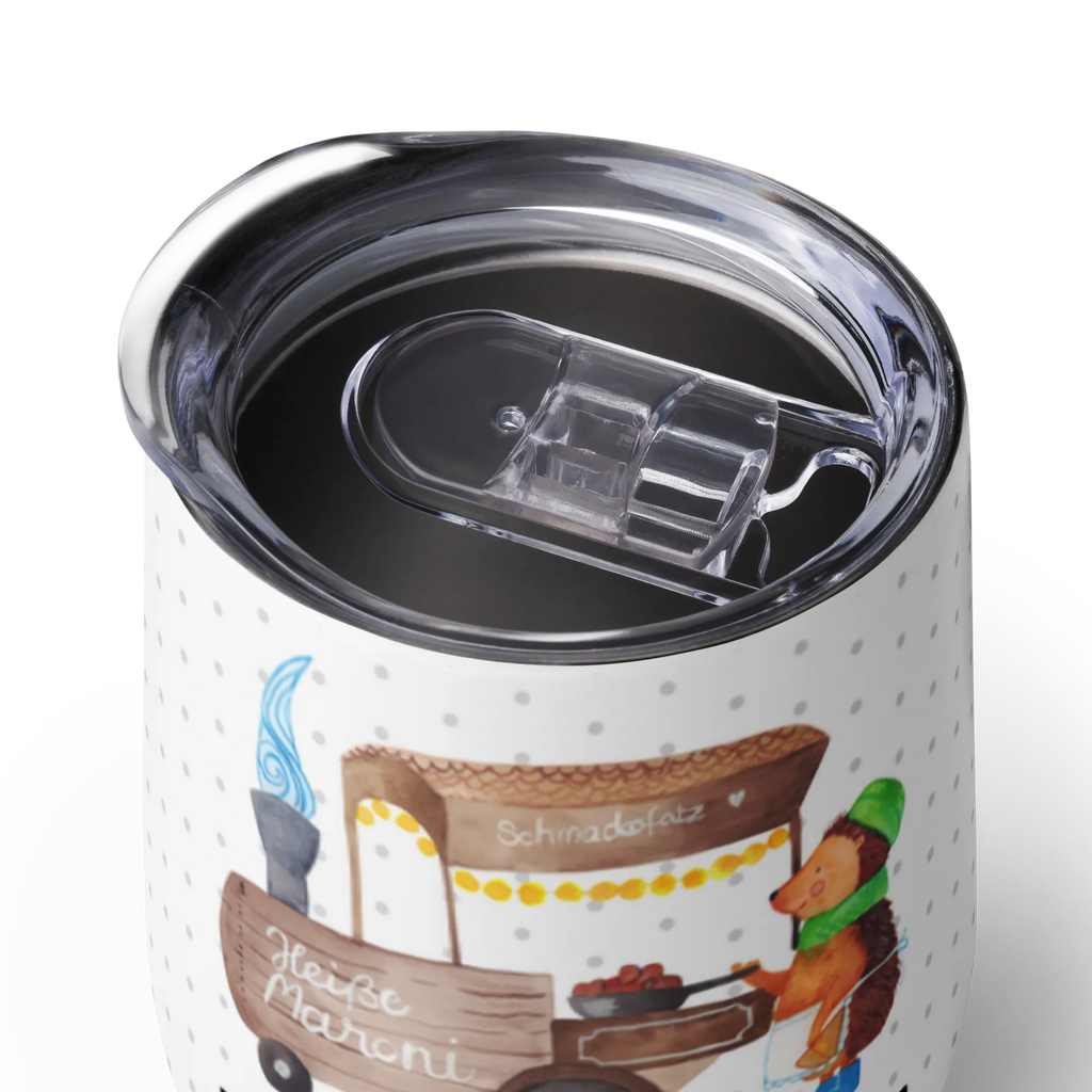 Spersonalizowany kubek do wina Jeż kasztany Zima, Boże Narodzenie, dekoracje świąteczne, Mikołaj, Adwent, Wigilia, zimowy motyw