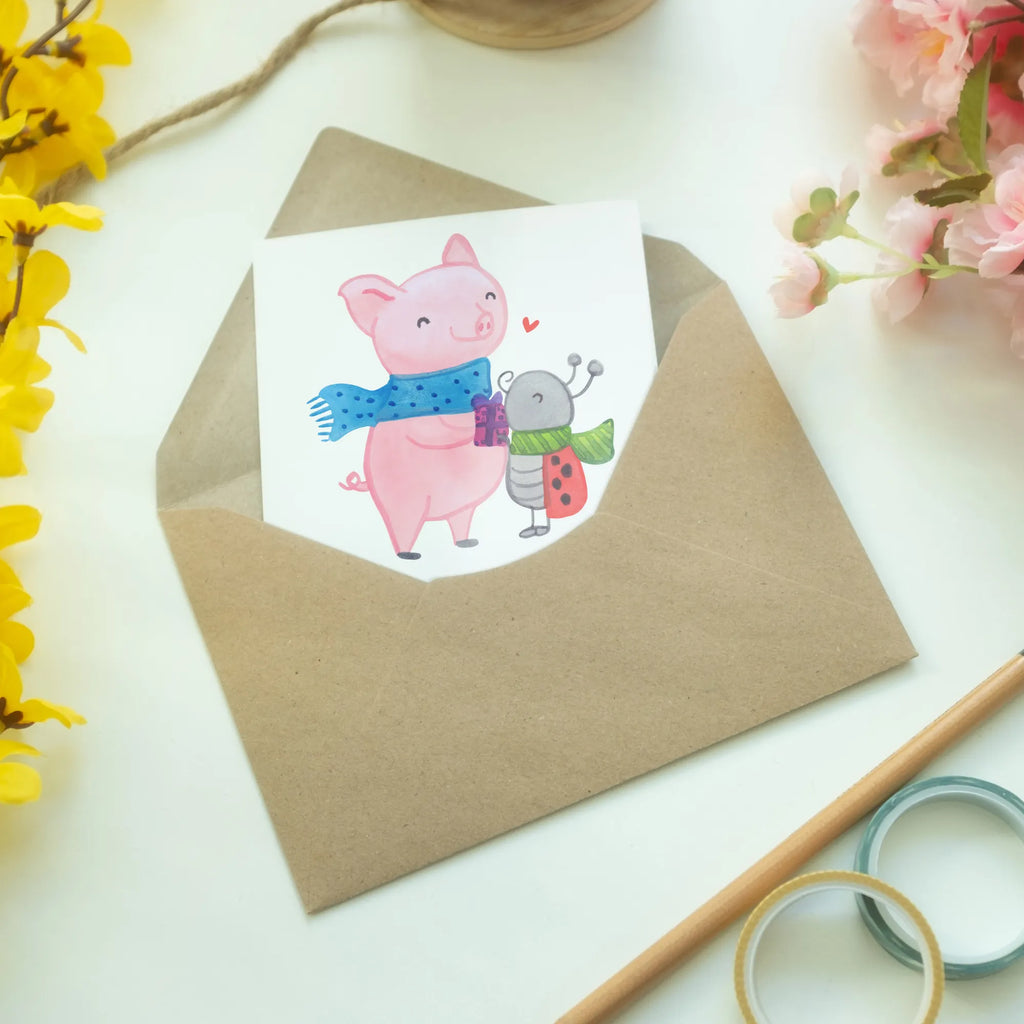 Kartka okolicznościowa Rozgrzana Świnka Smörle Zima, Boże Narodzenie, dekoracje świąteczne, Mikołaj, Adwent, Wigilia, zimowy motyw