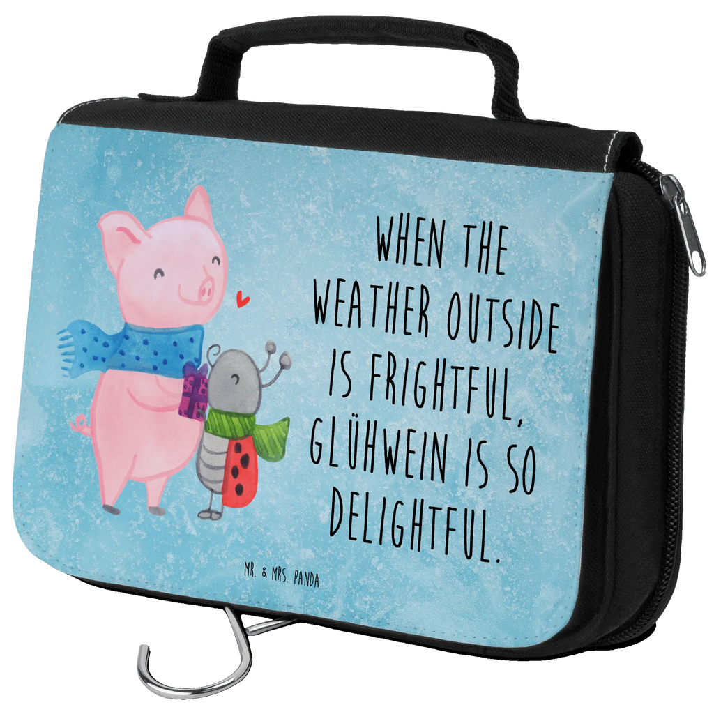 Wash bag Glow Pig Snuggle Cosmetic bag, Toilet bag, Wash bag, Ladies, To hang up, Gentlemen, Winter, Christmas, Christmas time, snow