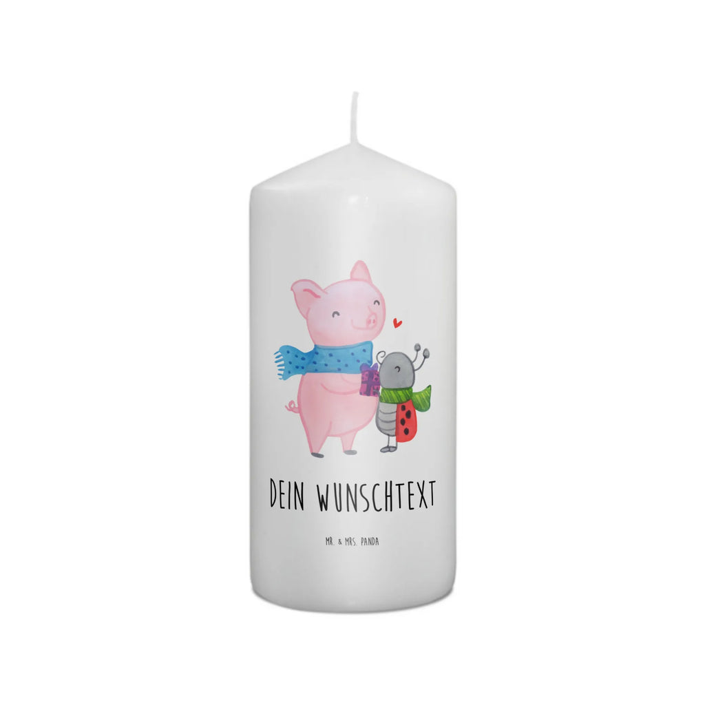 Personalised candle Glow Pig Snuggle Winter, Christmas, Christmas time, snow