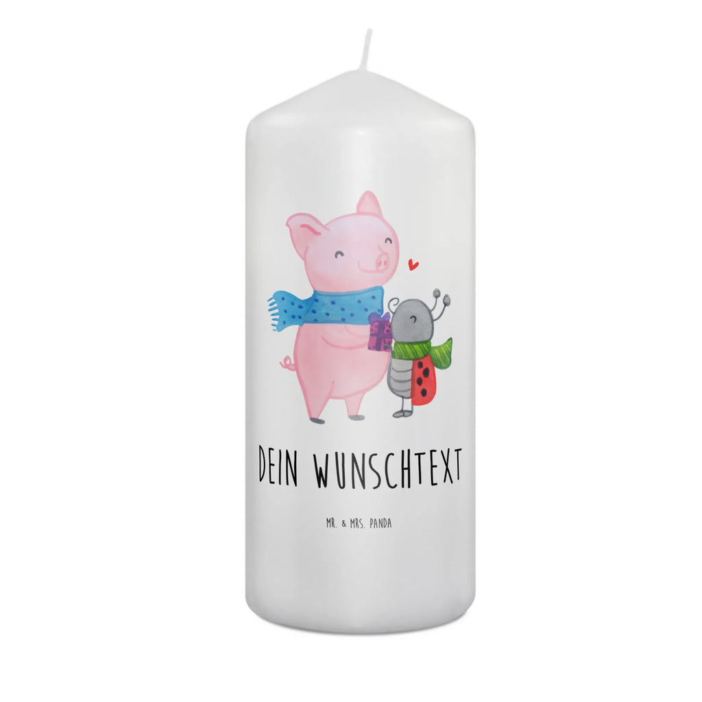 Personalised candle Glow Pig Snuggle Winter, Christmas, Christmas time, snow