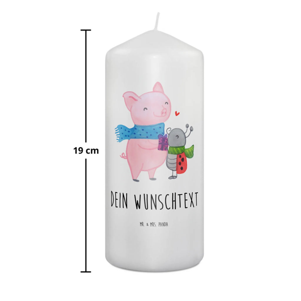 Personalised candle Glow Pig Snuggle Winter, Christmas, Christmas time, snow
