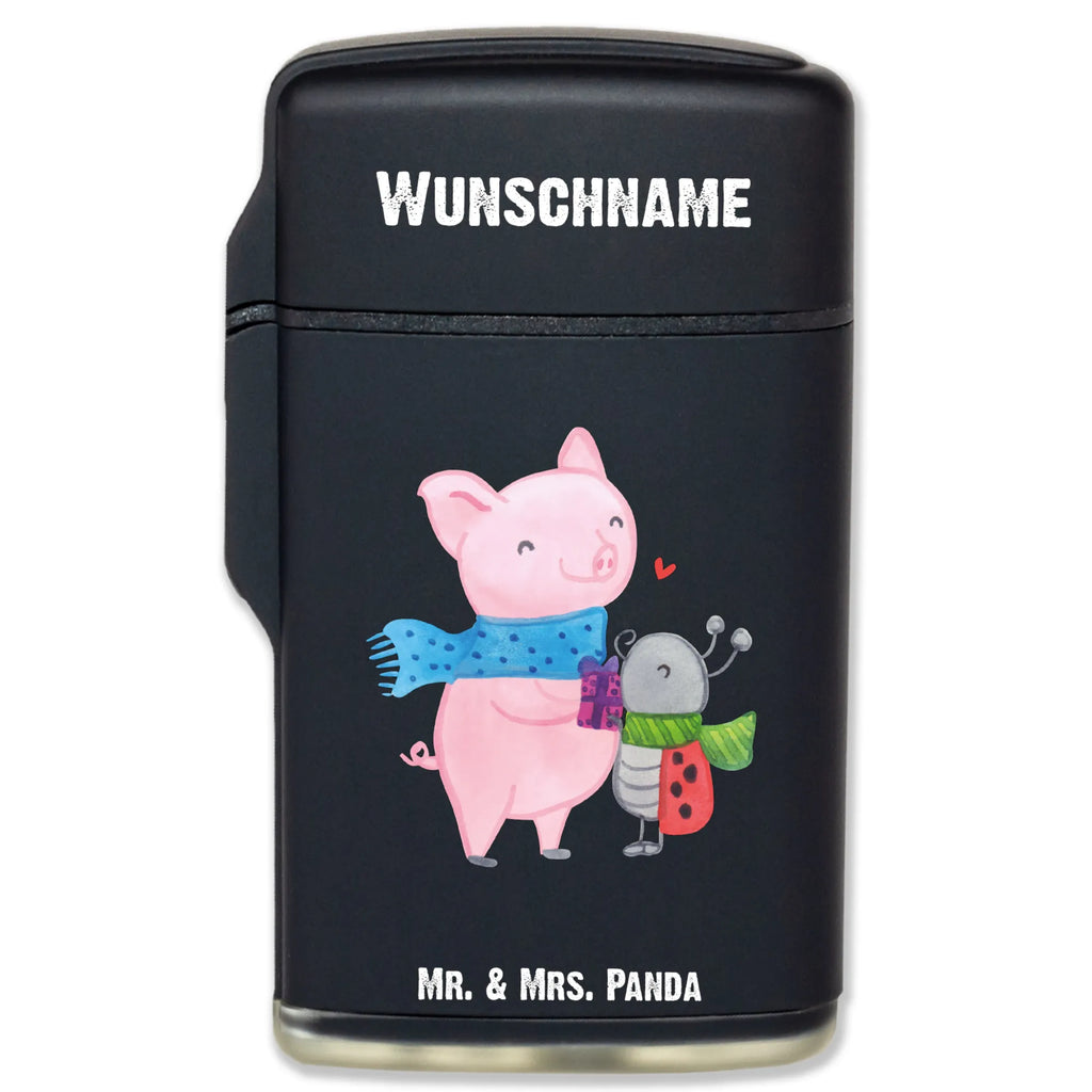 Personalised lighter Glow Pig Snuggle Winter, Christmas, Christmas time, snow