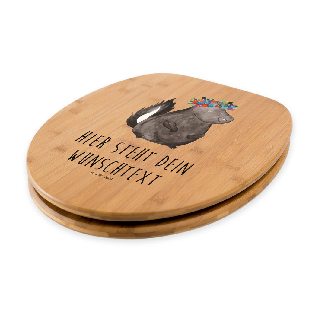 Personalisierter WC Sitz Motiv Stinktier Blumenmaedchen WC Sitz mit Namen, Personalisierter Klodeckel, Personalisierter WC-Sitz, Toilettendeckel mit Namen, Personalisierter Toilettendeckel, Personalisierte Klobrille, Stinktier, Skunk, Namaste, Stinker, Stinki, Raubtier, Yoga, Wildtier