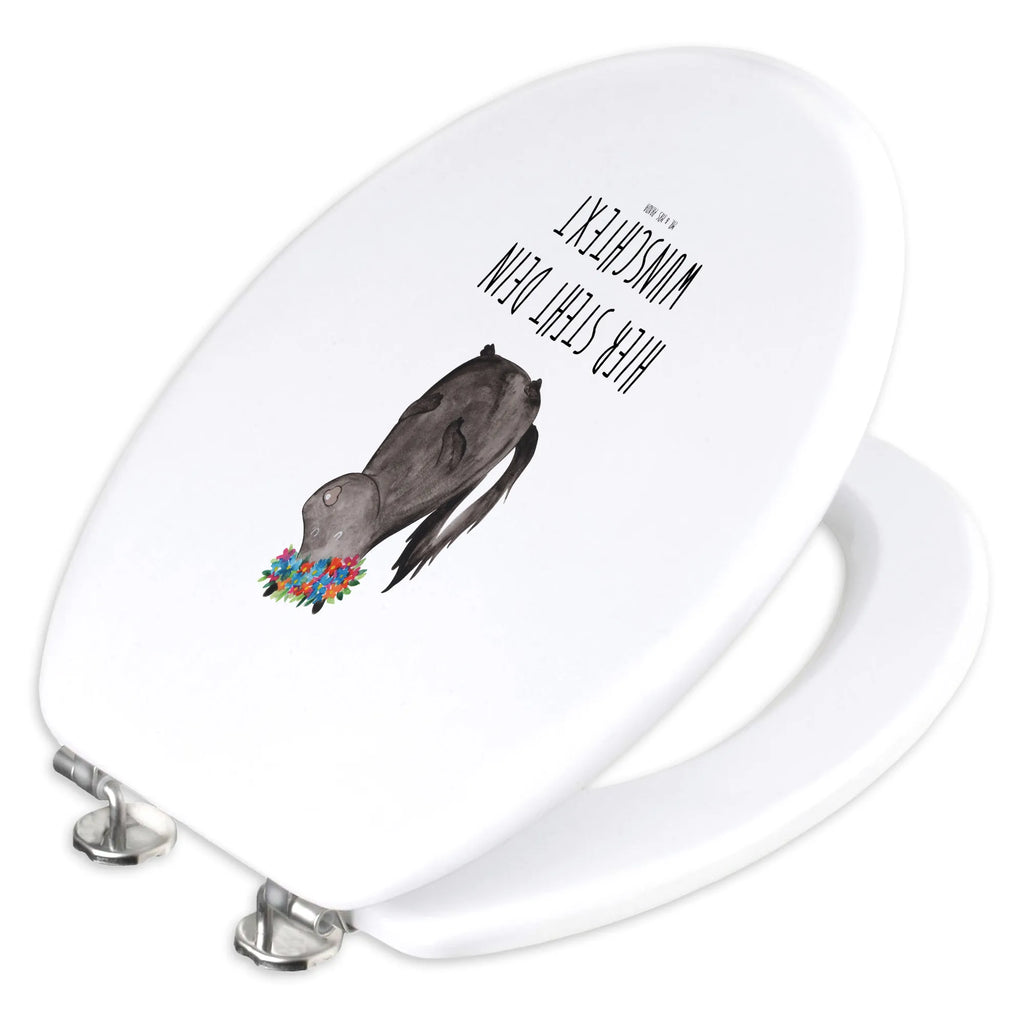 Personalisierter WC Sitz Motiv Stinktier Blumenmaedchen WC Sitz mit Namen, Personalisierter Klodeckel, Personalisierter WC-Sitz, Toilettendeckel mit Namen, Personalisierter Toilettendeckel, Personalisierte Klobrille, Stinktier, Skunk, Namaste, Stinker, Stinki, Raubtier, Yoga, Wildtier