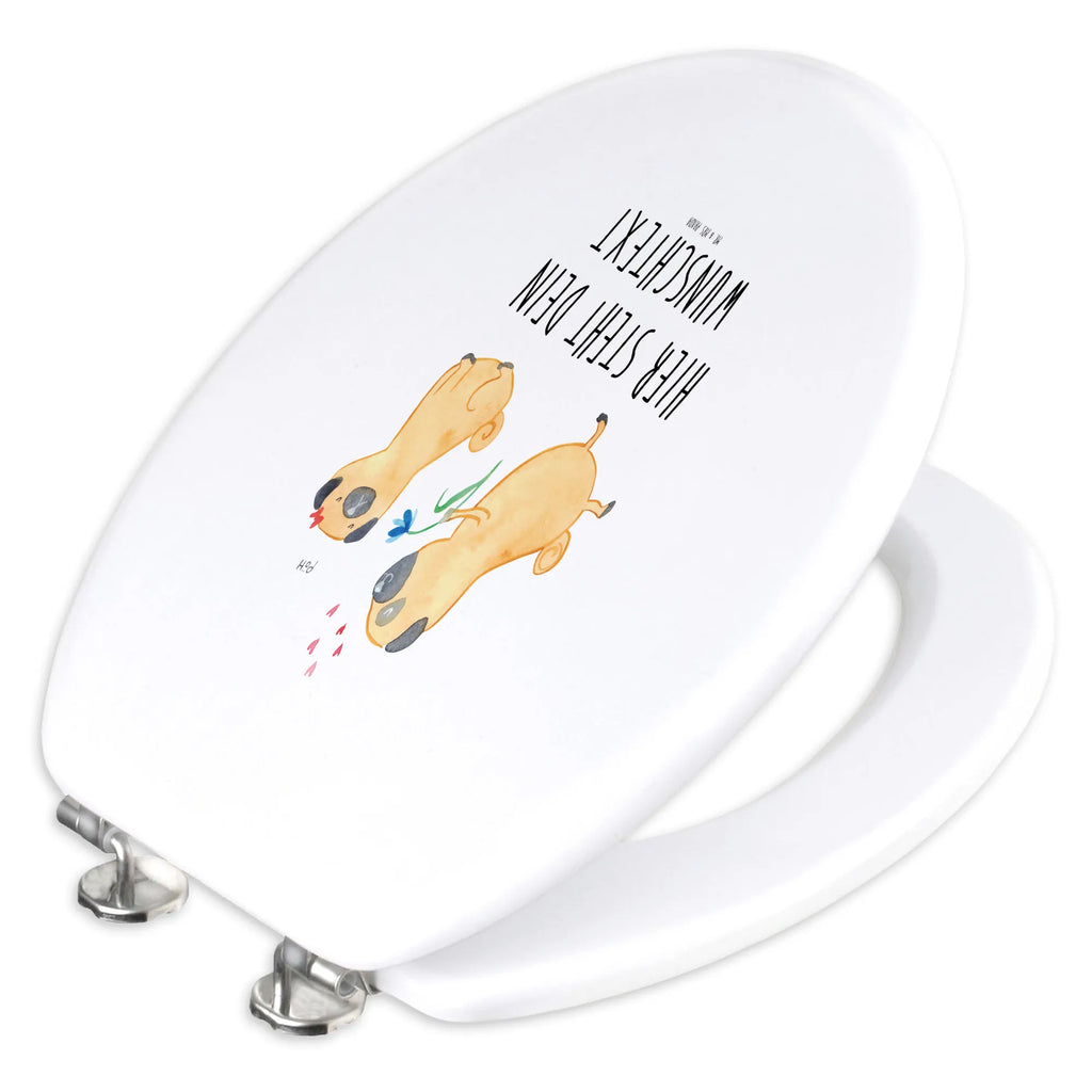 Personalizowany motyw deski WC mops Zakochani Pies, motyw psa, zwierzę domowe, rasa psa, miłośnik zwierząt, właściciel psa, powiedzenia