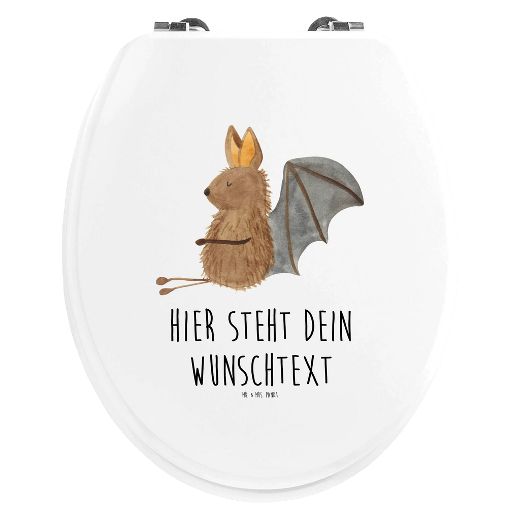 Personalisierter WC Sitz Motiv Fledermaus sitzend Toilettendeckel mit Namen, WC Sitz mit Namen, Personalisierter Klodeckel, Personalisierte Klobrille, Personalisierter WC-Sitz, Personalisierter Toilettendeckel, Tiermotive, Gute Laune, lustige Sprüche, Tiere, Motivation, Fledermaus, entspannen, Fledermäuse