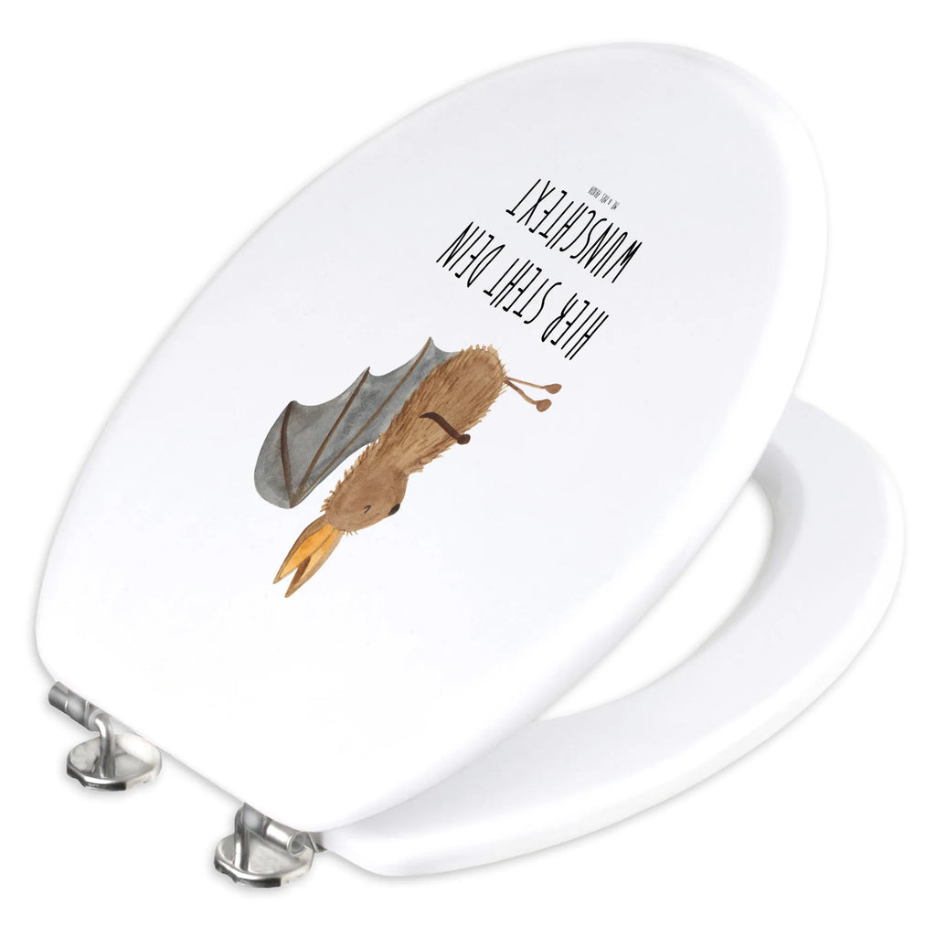 Personalisierter WC Sitz Motiv Fledermaus sitzend Toilettendeckel mit Namen, WC Sitz mit Namen, Personalisierter Klodeckel, Personalisierte Klobrille, Personalisierter WC-Sitz, Personalisierter Toilettendeckel, Tiermotive, Gute Laune, lustige Sprüche, Tiere, Motivation, Fledermaus, entspannen, Fledermäuse