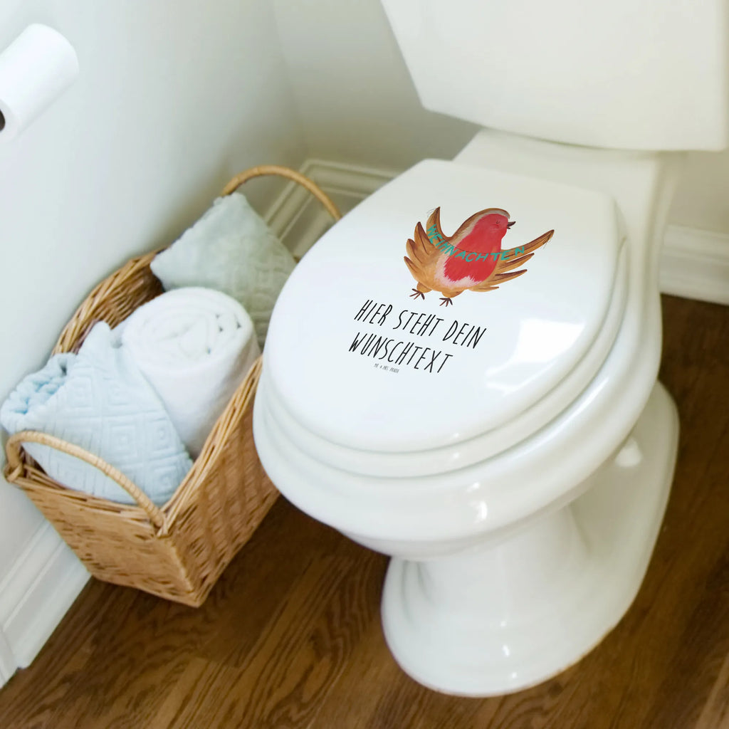 Personalizowany motyw deski WC rudzik Boże Narodzenie Zima, Boże Narodzenie, dekoracje świąteczne, Mikołaj, Adwent, Wigilia, zimowy motyw