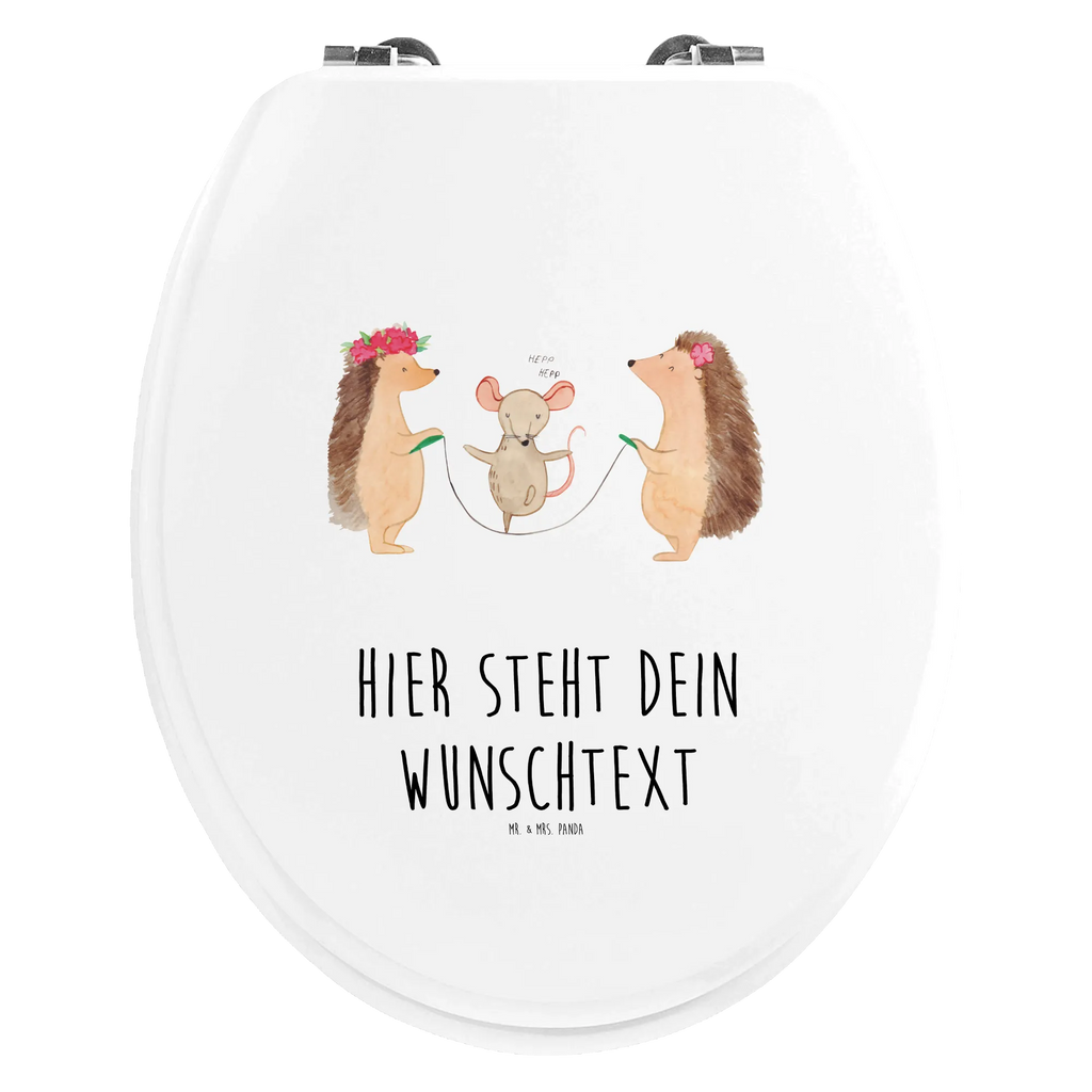 Personalized Toilet Seat Design Hedgehog skipping small animals, cute, funny, cute animal motives, hand drawn, small world, funny sayings, good mood, happy, gifts, gift ideas, special gifts, animal lover, card, children, rope skipping, mouse, kindergarten, hedgehog