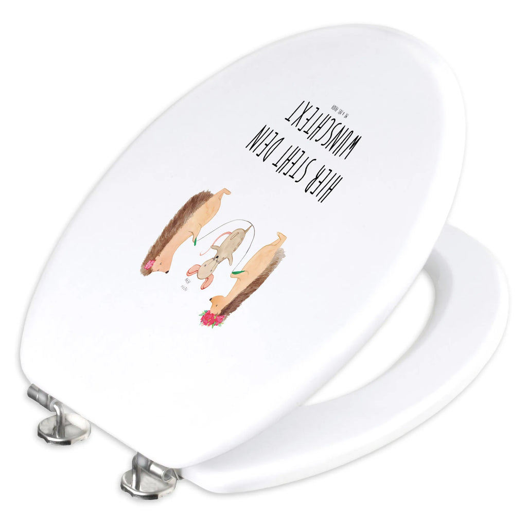 Personalized Toilet Seat Design Hedgehog skipping small animals, cute, funny, cute animal motives, hand drawn, small world, funny sayings, good mood, happy, gifts, gift ideas, special gifts, animal lover, card, children, rope skipping, mouse, kindergarten, hedgehog