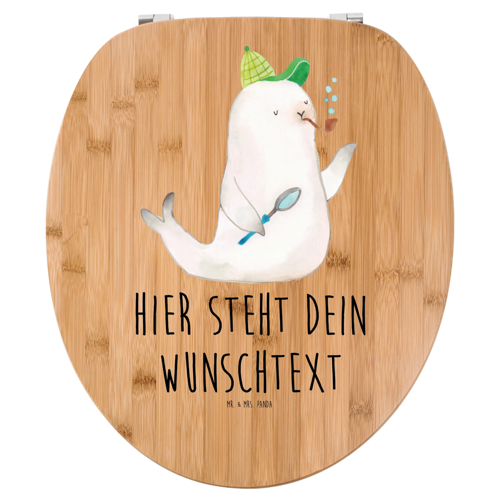 Personalisierter WC Sitz Motiv Robbe Sherlock Toilettendeckel mit Namen, Personalisierter WC-Sitz, Personalisierter Toilettendeckel, WC-Deckel, Personalisierter Klodeckel, Toilettensitz, WC Sitz mit Namen, Personalisierte Klobrille, Lustige Sprüche, Tiere, Tiermotive, Gute Laune