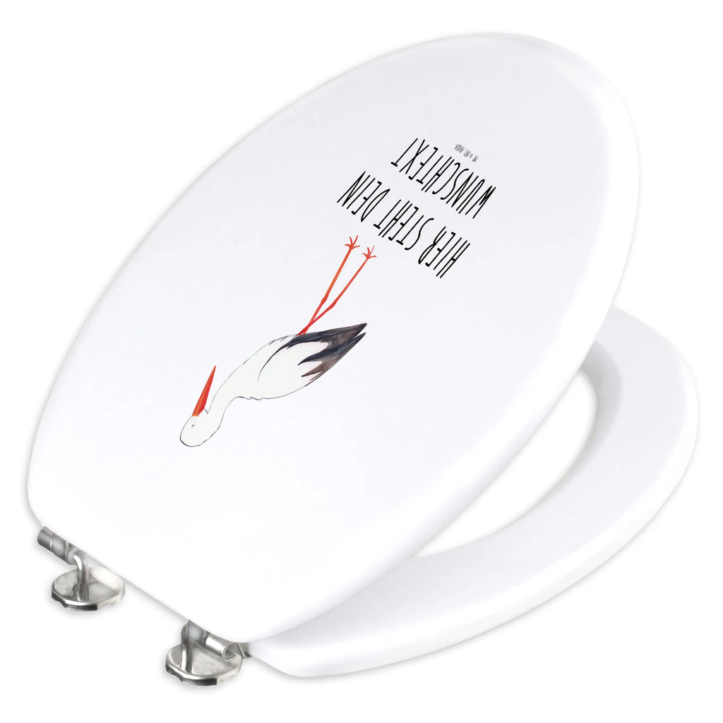 Personalisierter WC Sitz Motiv Storch WC Sitz mit Namen, Toilettendeckel mit Namen, Personalisierter WC-Sitz, Personalisierter Klodeckel, Personalisierte Klobrille, Personalisierter Toilettendeckel, Tiermotive, Gute Laune, lustige Sprüche, Tiere, Baby, Schwanger, Schwangerschaft, Mütter, Mutter, Mutter werden, Babybauch, Störche, Storch, Geburt