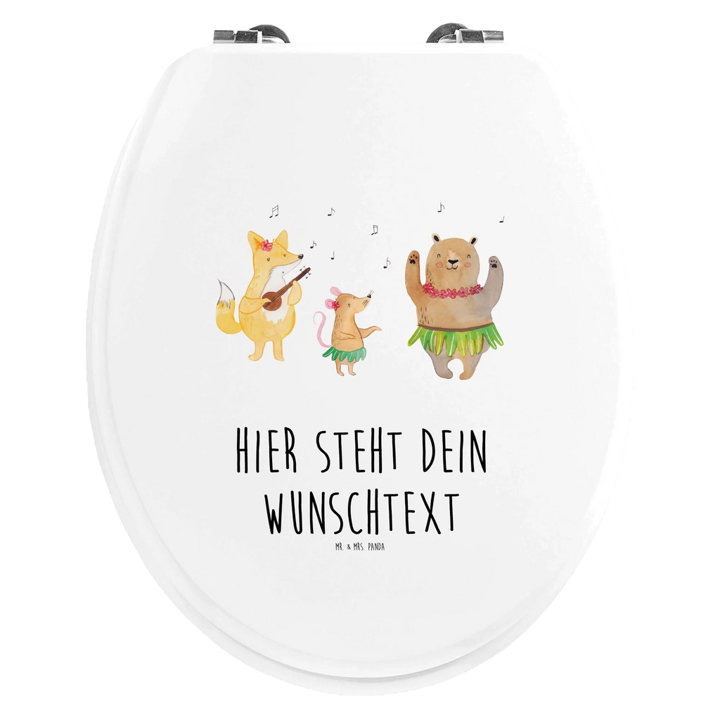 Personalisierter WC Sitz Motiv Waldtiere Aloha Personalisierter WC-Sitz, Personalisierter Klodeckel, Personalisierter Toilettendeckel, Toilettendeckel mit Namen, Personalisierte Klobrille, WC Sitz mit Namen, Tiermotive, Gute Laune, lustige Sprüche, Tiere, Igel, Leben, Musik, Aloha, Bär, Hase, Tanzen, Wald, Waldtiere, Lachen
