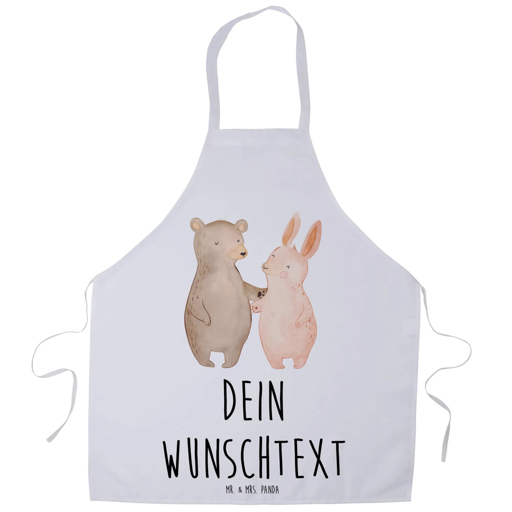 Personalized Cooking Apron bear and rabbit Embrace Love, Loving, Two, Together, Marriage, Engagement, Proposal of marriage, Love gift, gift for her, gift for him, anniversary gift, best friend, best friends, bear, rabbit, friends