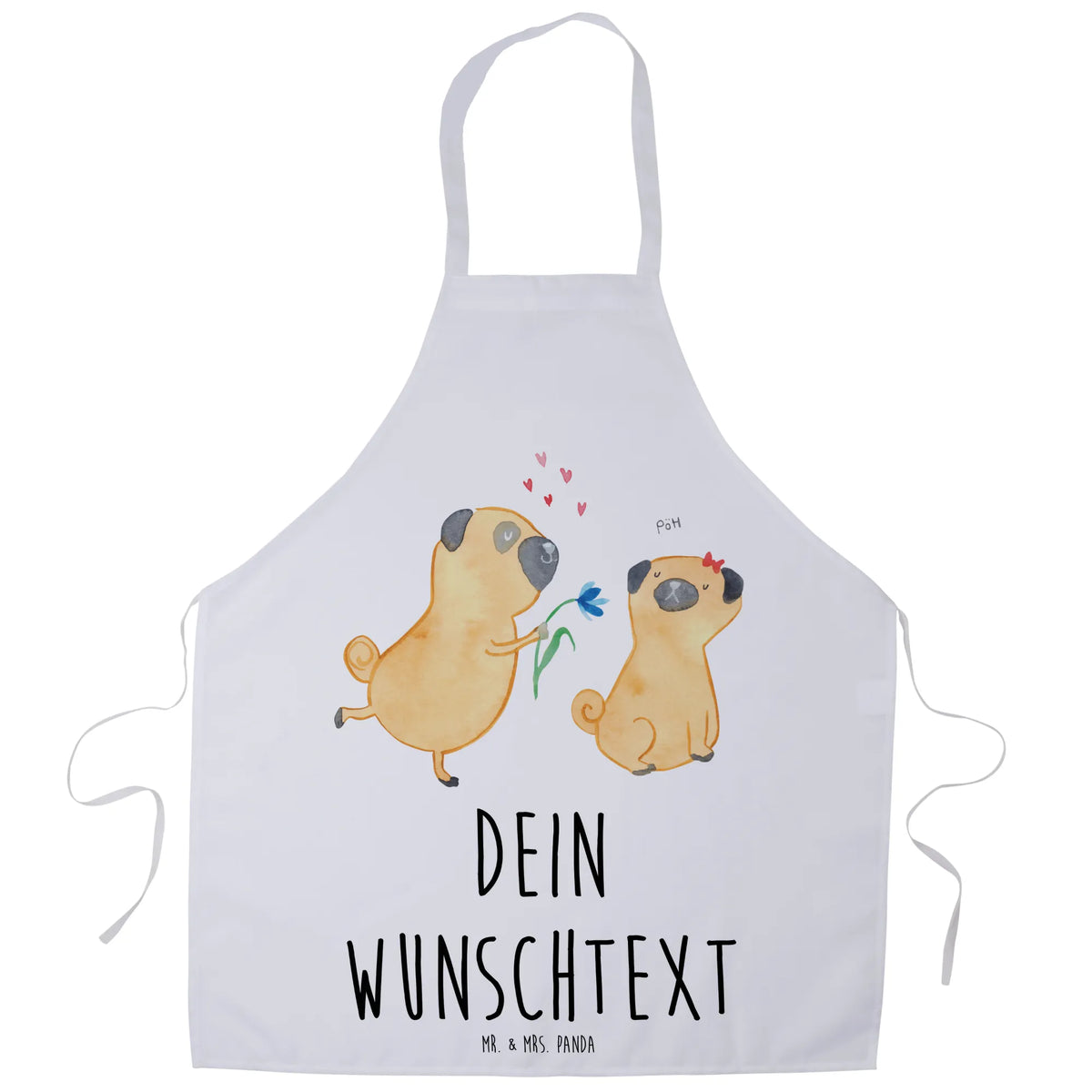Spersonalizowany fartuch kuchenny mops Zakochani Pies, motyw psa, zwierzę domowe, rasa psa, miłośnik zwierząt, właściciel psa, powiedzenia