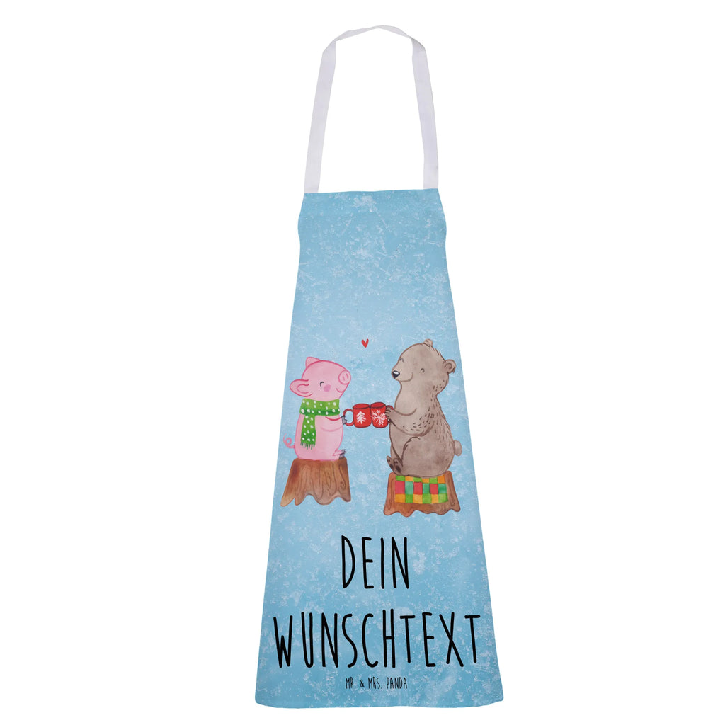 Personalized Cooking Apron Glowing Pig Bash Winter, Christmas, Christmas time, snow