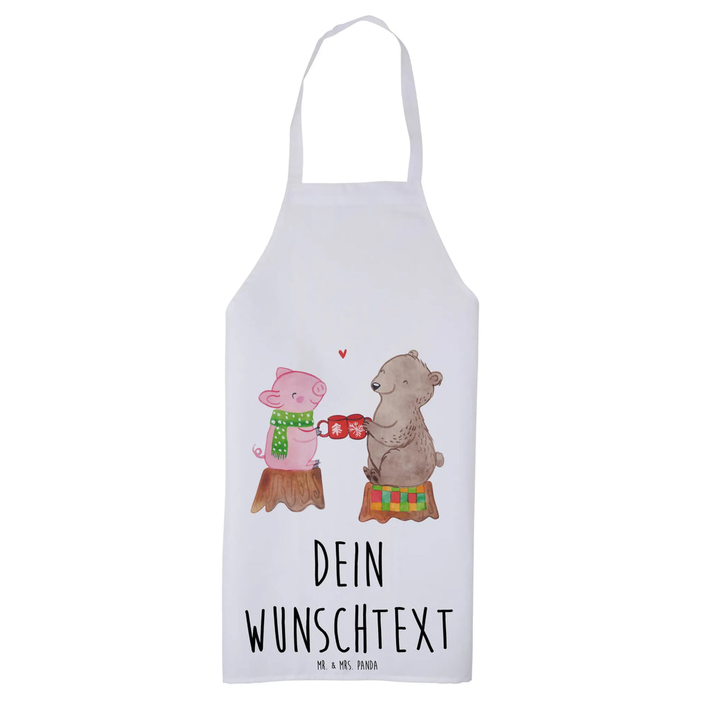 Personalized Cooking Apron Glowing Pig Bash Winter, Christmas, Christmas time, snow