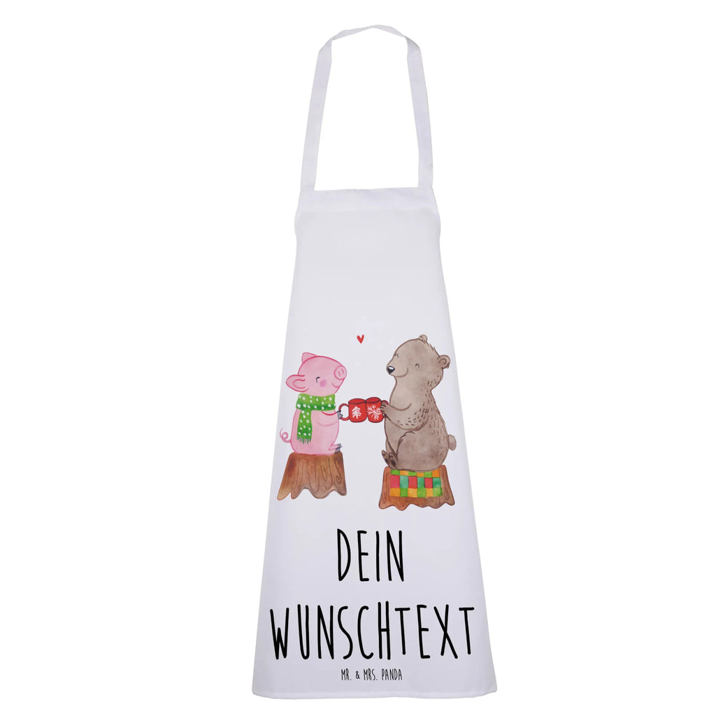 Personalized Cooking Apron Glowing Pig Bash Winter, Christmas, Christmas time, snow