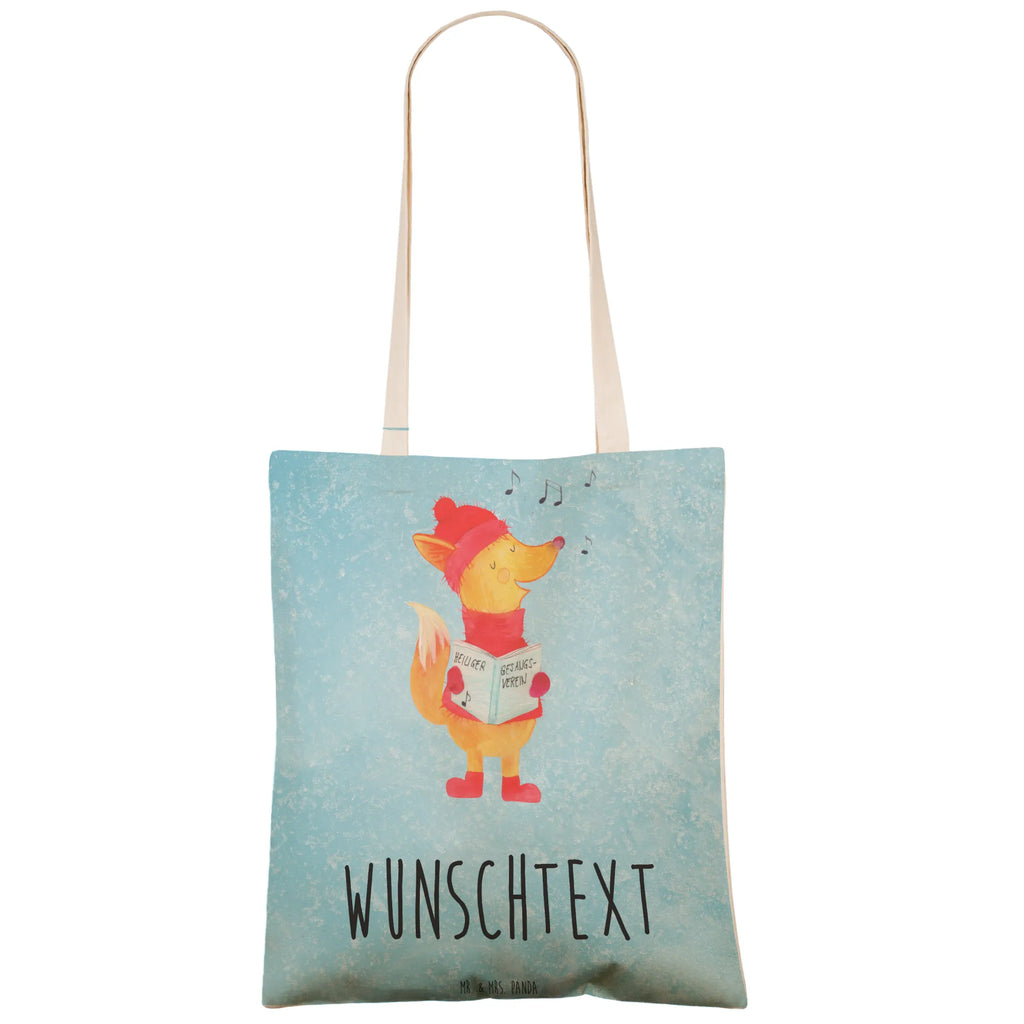 Personalized Shopping Bag Fox Singer Winter, Christmas, Christmas time, snow