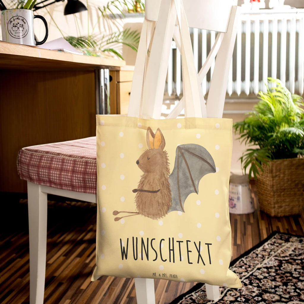 Personalizowana torba na zakupy Nietoperz siedzenie Motywy zwierzęce, dobra energia, zabawne powiedzonka, zwierzęta