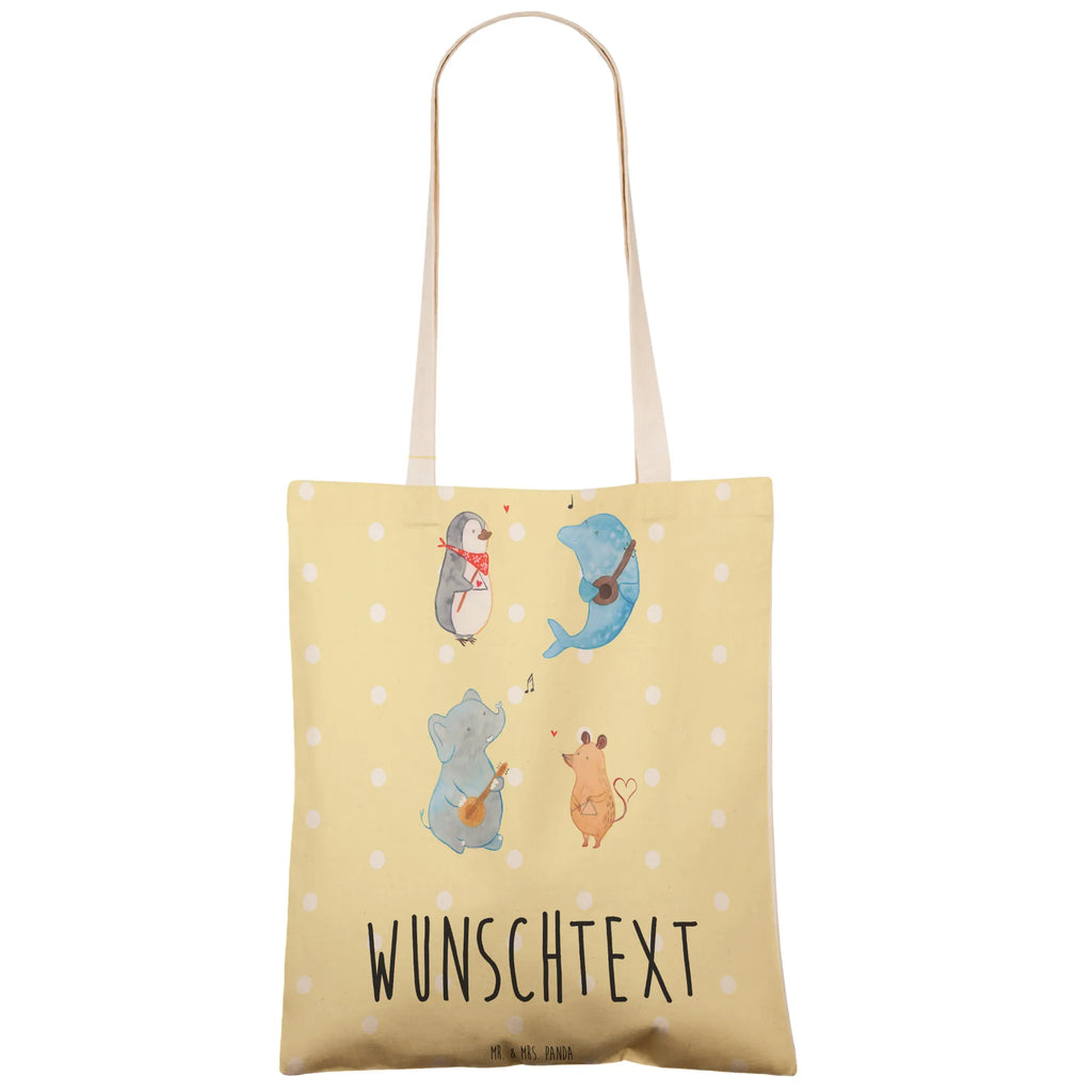Personalized Shopping Bag Big tape small animals, cute, funny, cute animal motives, hand drawn, small world, funny sayings, good mood, happy, gifts, gift ideas, special gifts, animal lover, card, penguin, triangle, music, guitar, elephant, dolphin, musicians, mouse, band, dog