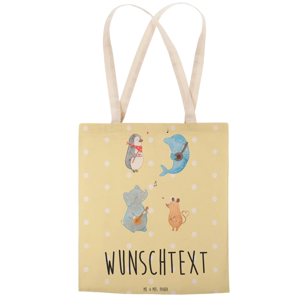 Personalized Shopping Bag Big tape small animals, cute, funny, cute animal motives, hand drawn, small world, funny sayings, good mood, happy, gifts, gift ideas, special gifts, animal lover, card, penguin, triangle, music, guitar, elephant, dolphin, musicians, mouse, band, dog