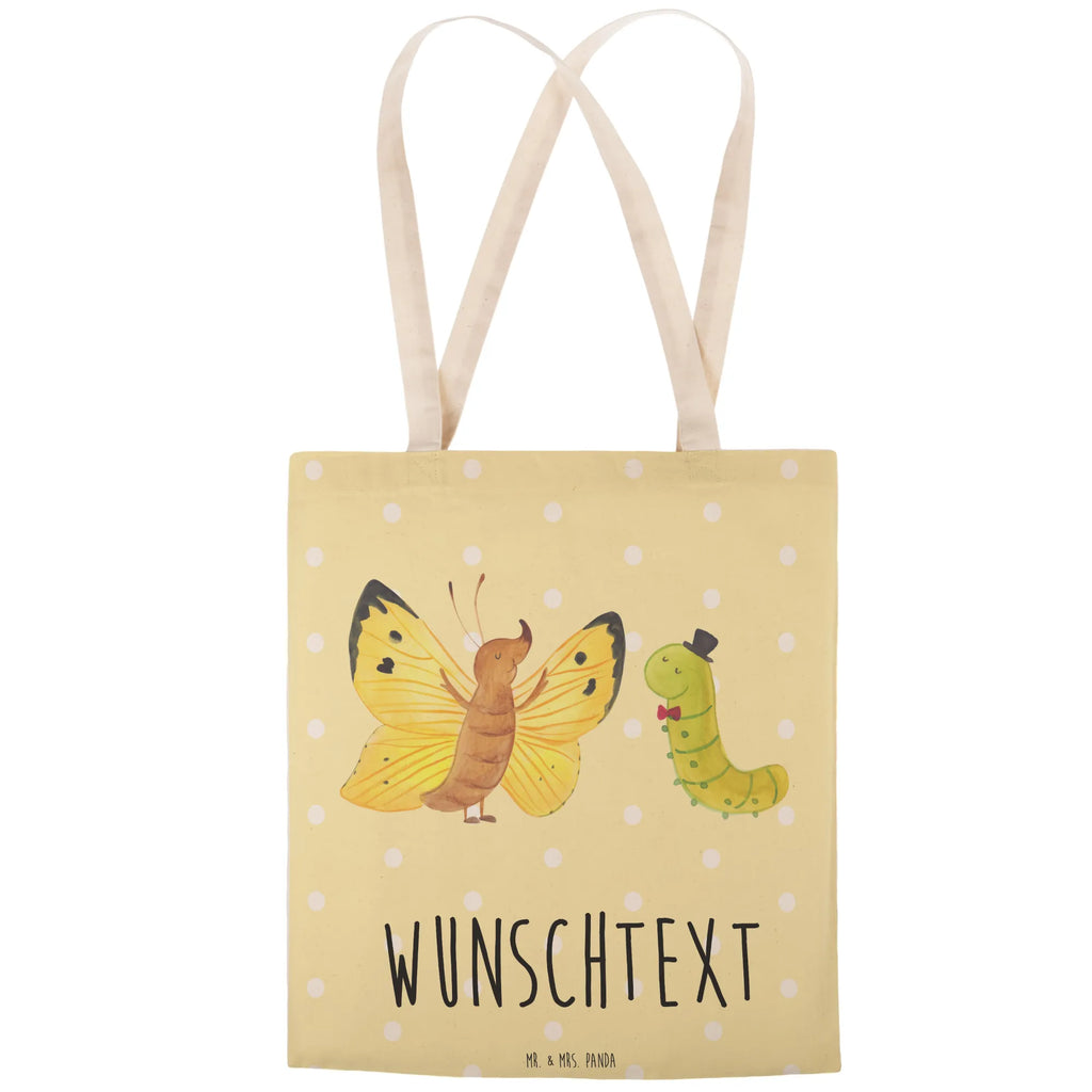 Personalized Shopping Bag Caterpillar butterfly small animals, cute, funny, cute animal motives, hand drawn, small world, funny sayings, good mood, happy, gifts, gift ideas, special gifts, animal lover, card, butterfly, growing up, Caterpillar, hat, cocoon, beauty, development, lemon butterfly