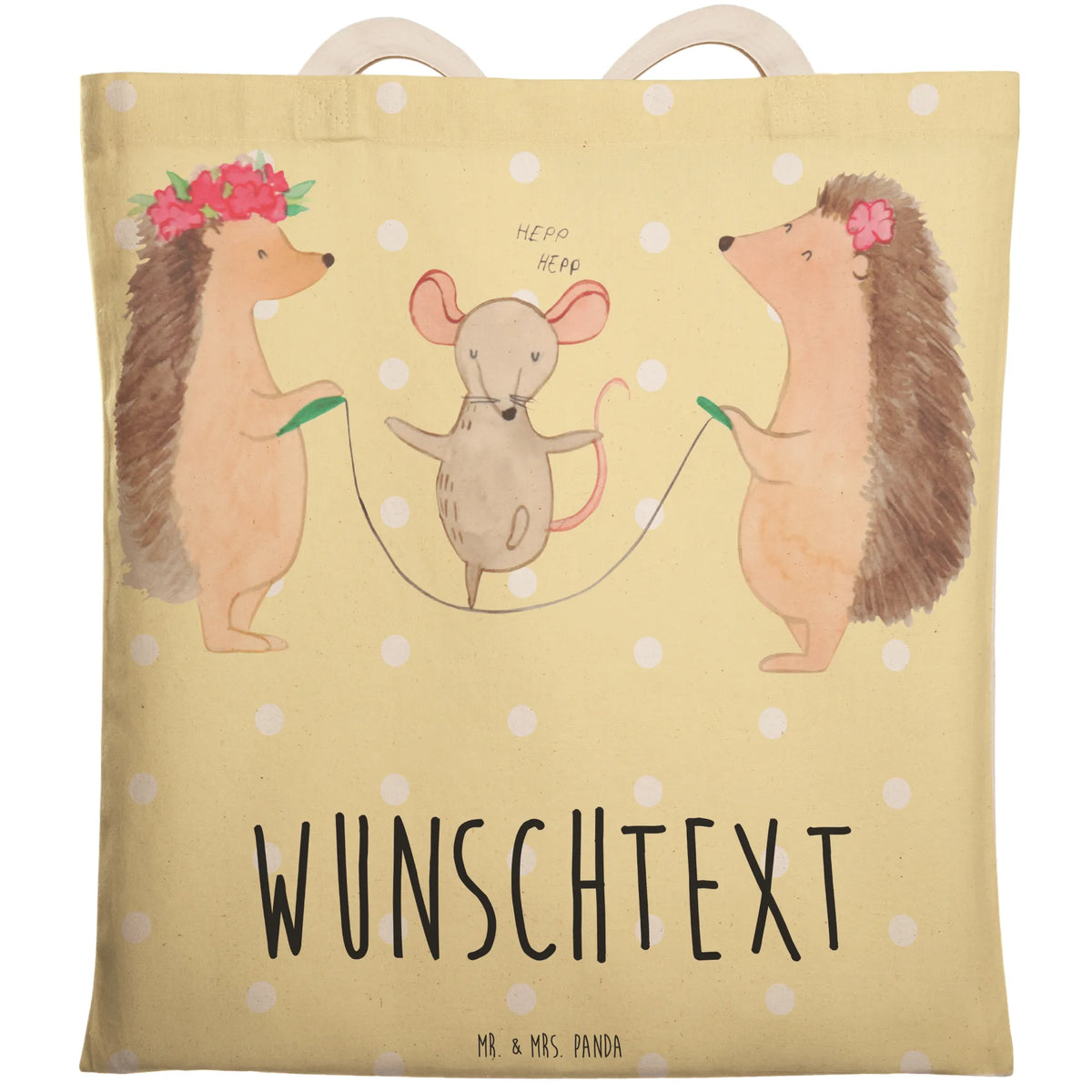 Personalized Shopping Bag Hedgehog skipping small animals, cute, funny, cute animal motives, hand drawn, small world, funny sayings, good mood, happy, gifts, gift ideas, special gifts, animal lover, card, children, mouse, rope skipping, kindergarten, hedgehog