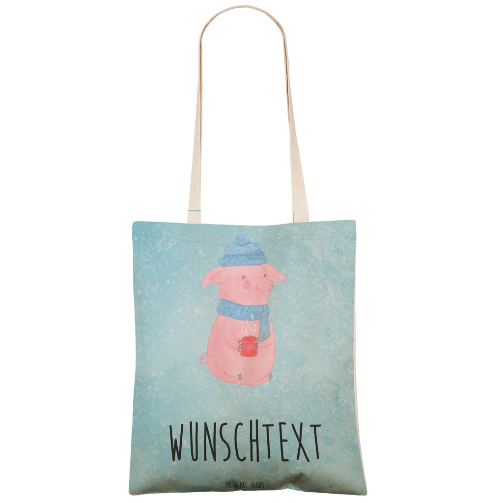 Personalizowana torba na zakupy Świnka grzane wino Zima, Boże Narodzenie, dekoracje świąteczne, Mikołaj, Adwent, Wigilia, zimowy motyw